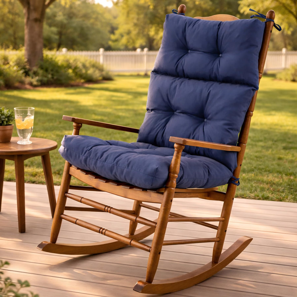 Aegisun rocking-chair cushion back view for enhanced support during porch sits.