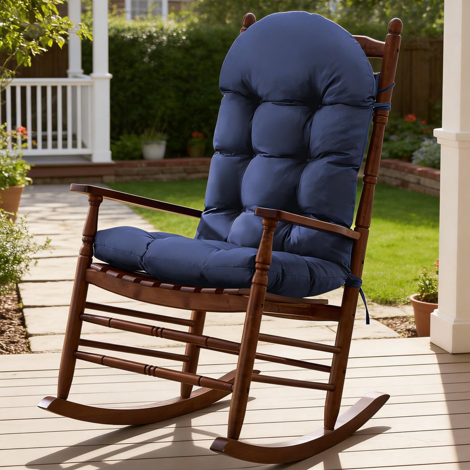 Aegisun navy rocking-chair cushions with ties for secure indoor and outdoor seating.