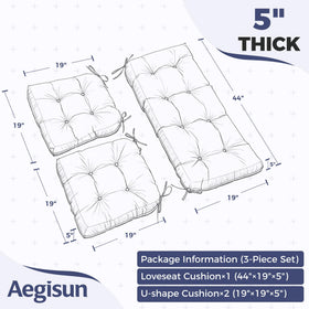 Aegisun wicker U-shape cushion 19x19x5 provides sturdy outdoor seating.