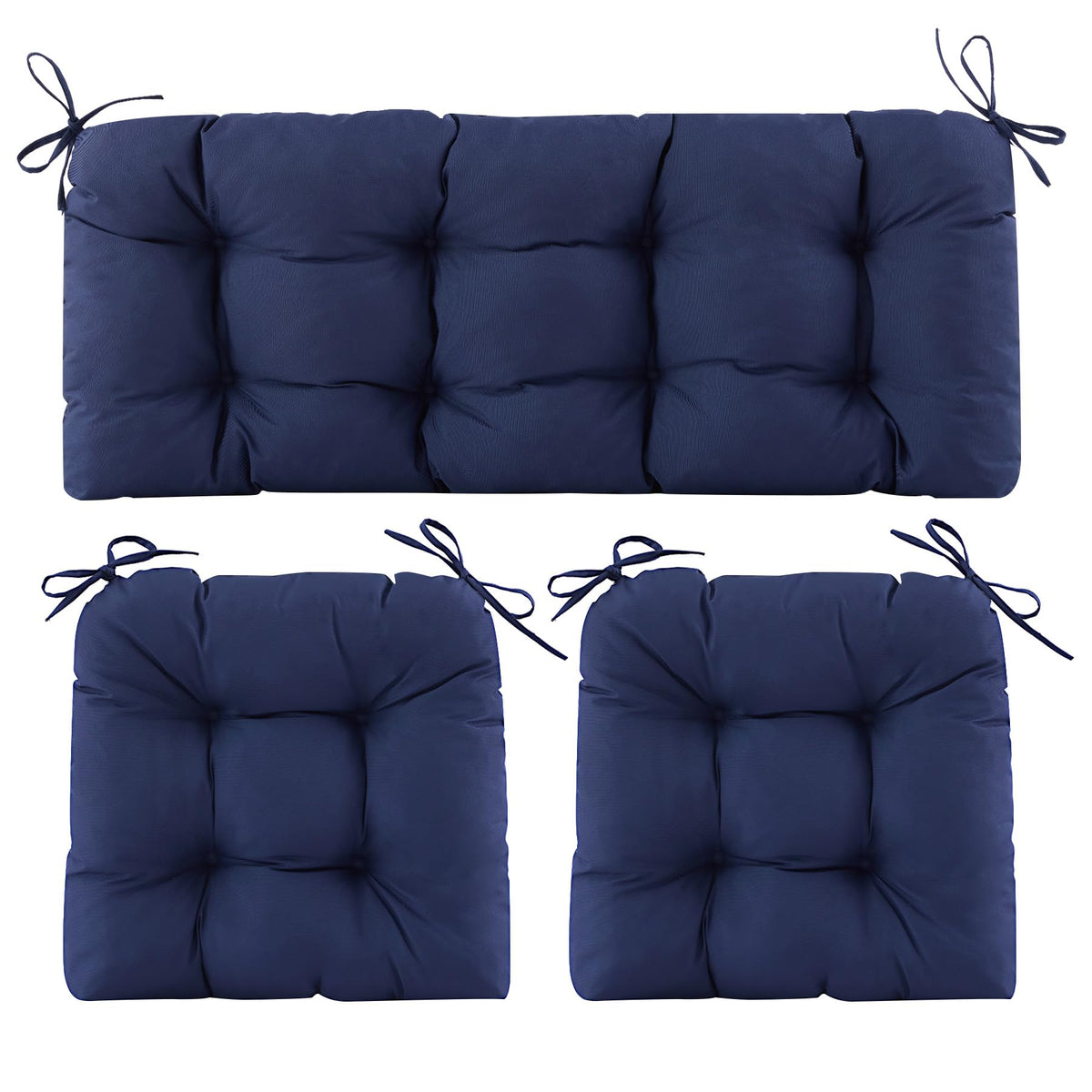 Aegisun wicker cushions 3-piece navy set for outdoor wicker furniture comfort.