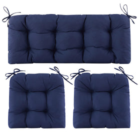 Aegisun wicker cushions 3-piece navy set for outdoor wicker furniture comfort.