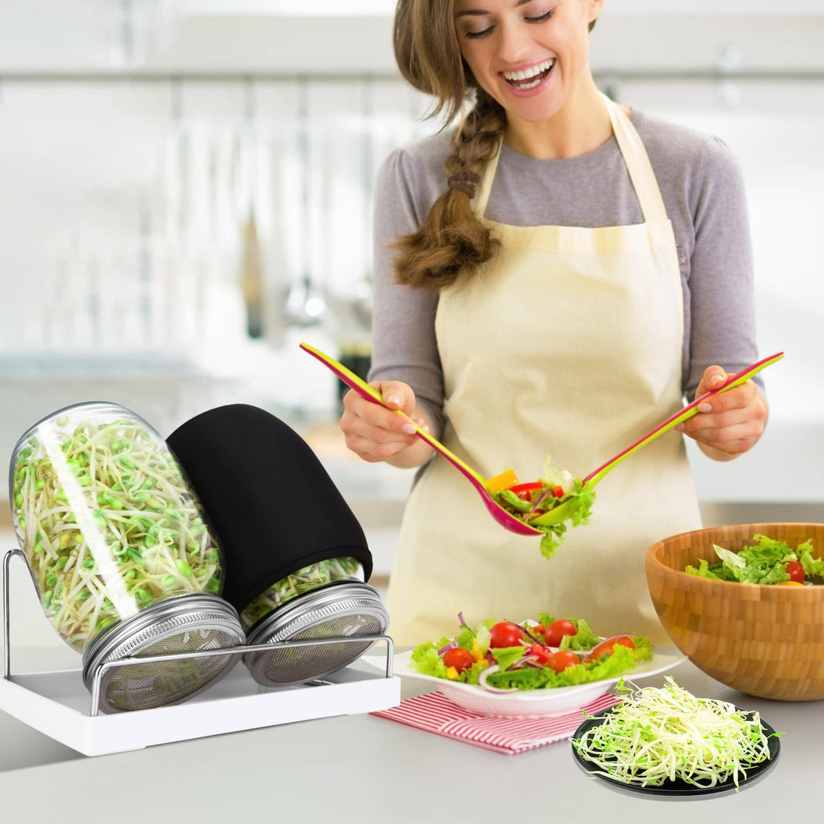 AeKahtay sprouting kit supports broccoli, alfalfa, and mung bean sprouts
