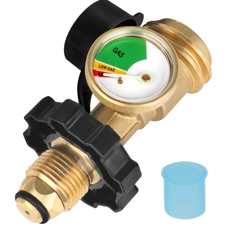 Aekops 100lb propane gauge adapter pol to qcc1 enables universal connection for large tanks.