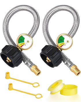 Aekops 15-inch RV propane hose with gauge for outdoor cooking