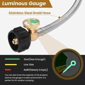 Aekops 18-inch RV propane hose with stainless braid for durable connections.