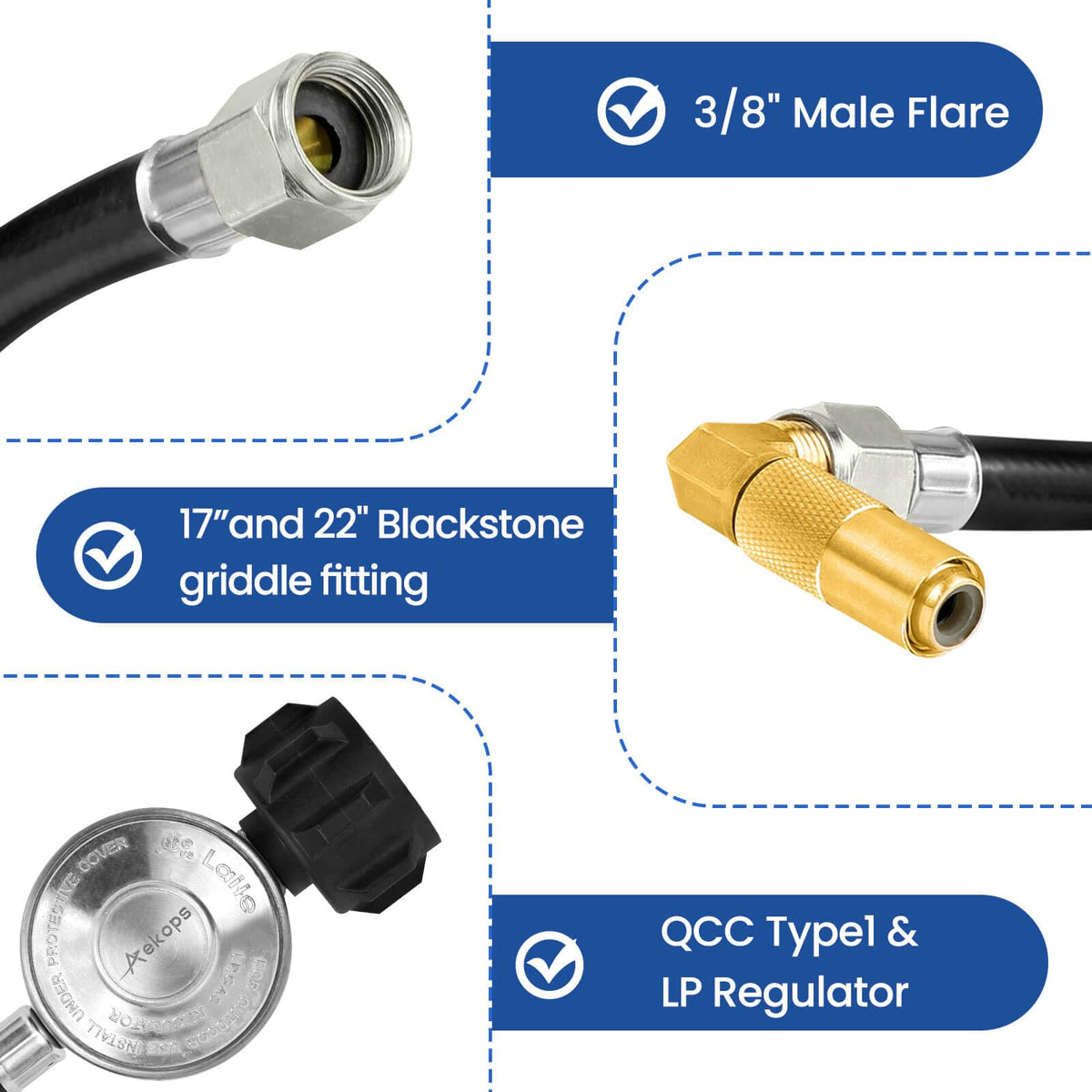 Aekops CSA certified hose with durable brass and rubber construction