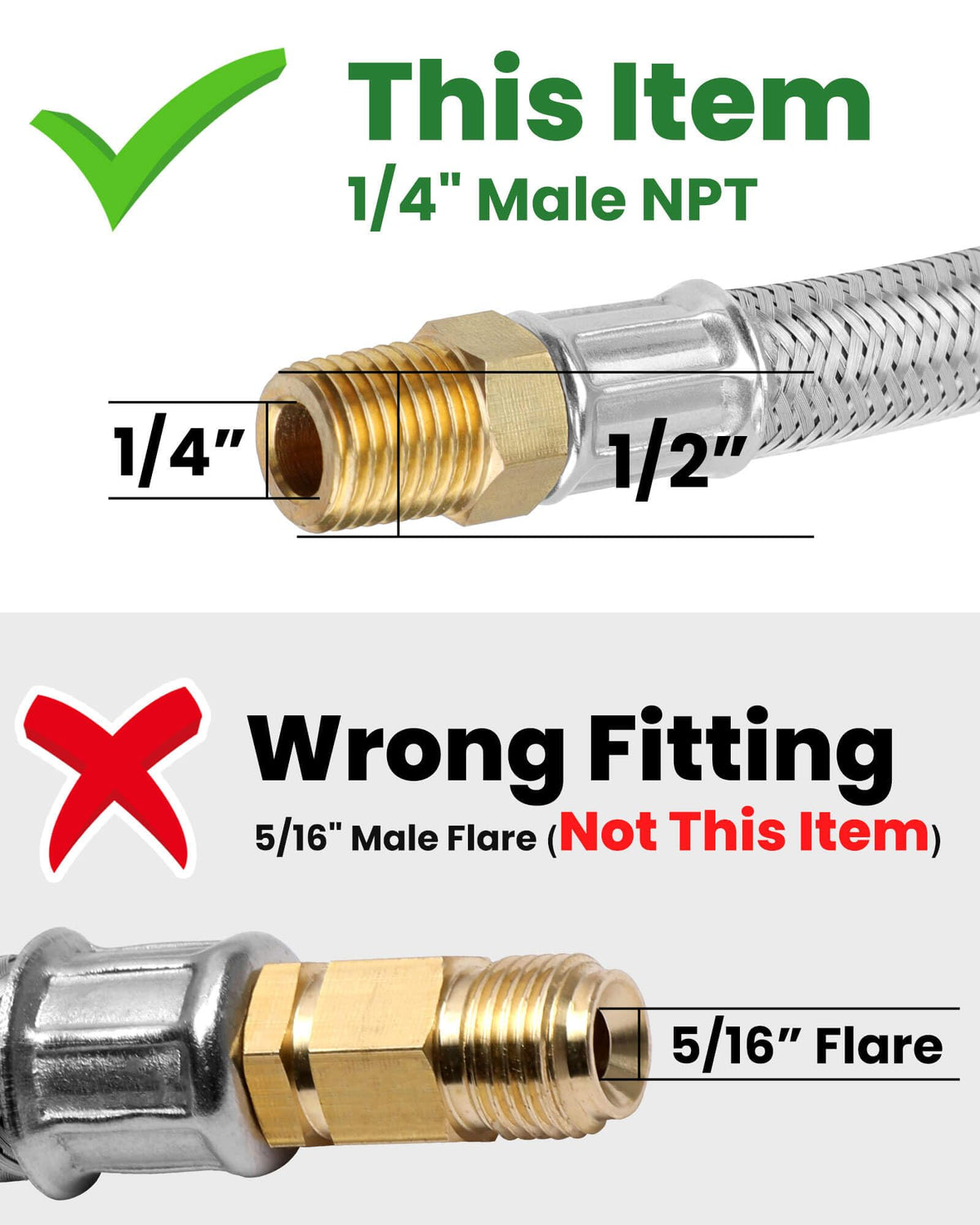Aekops stainless steel RV propane hose highlighting durable construction