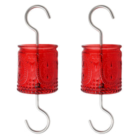 Aelean vintage glass ant moat with large capacity for hummingbird and oriole feeders.