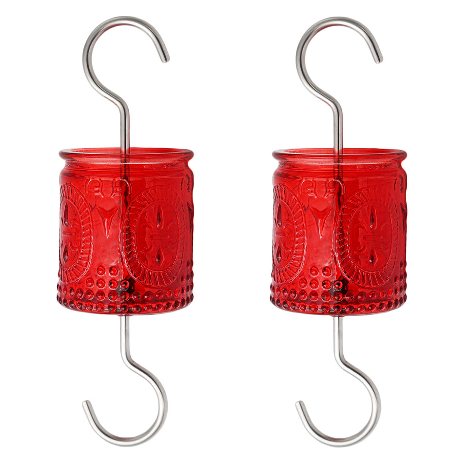 Aelean vintage glass ant moat with large capacity for hummingbird and oriole feeders.