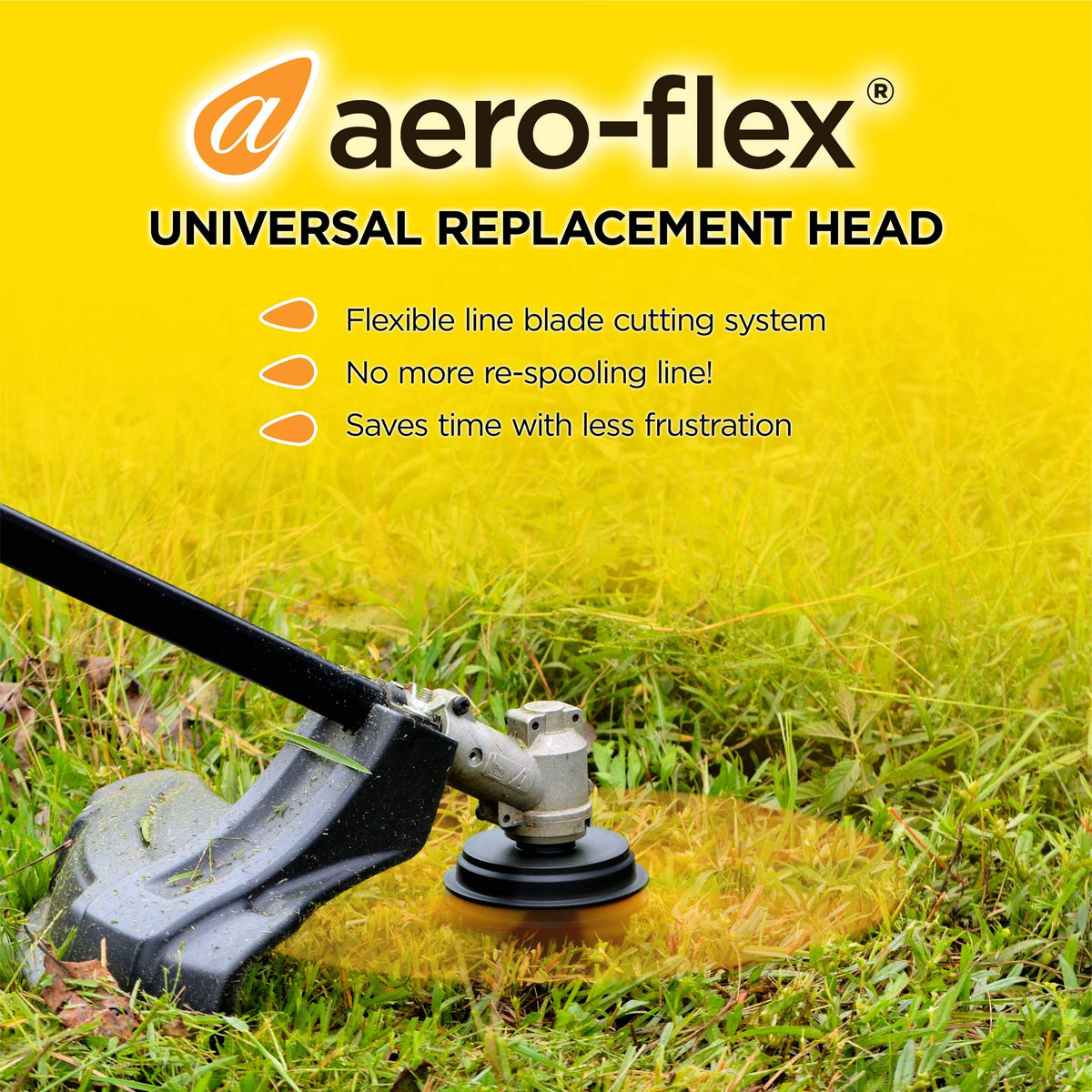 Aero-Flex neon blades improve cutting radius visibility for controlled trimming