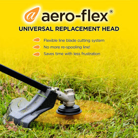 Aero-Flex neon blades improve cutting radius visibility for controlled trimming