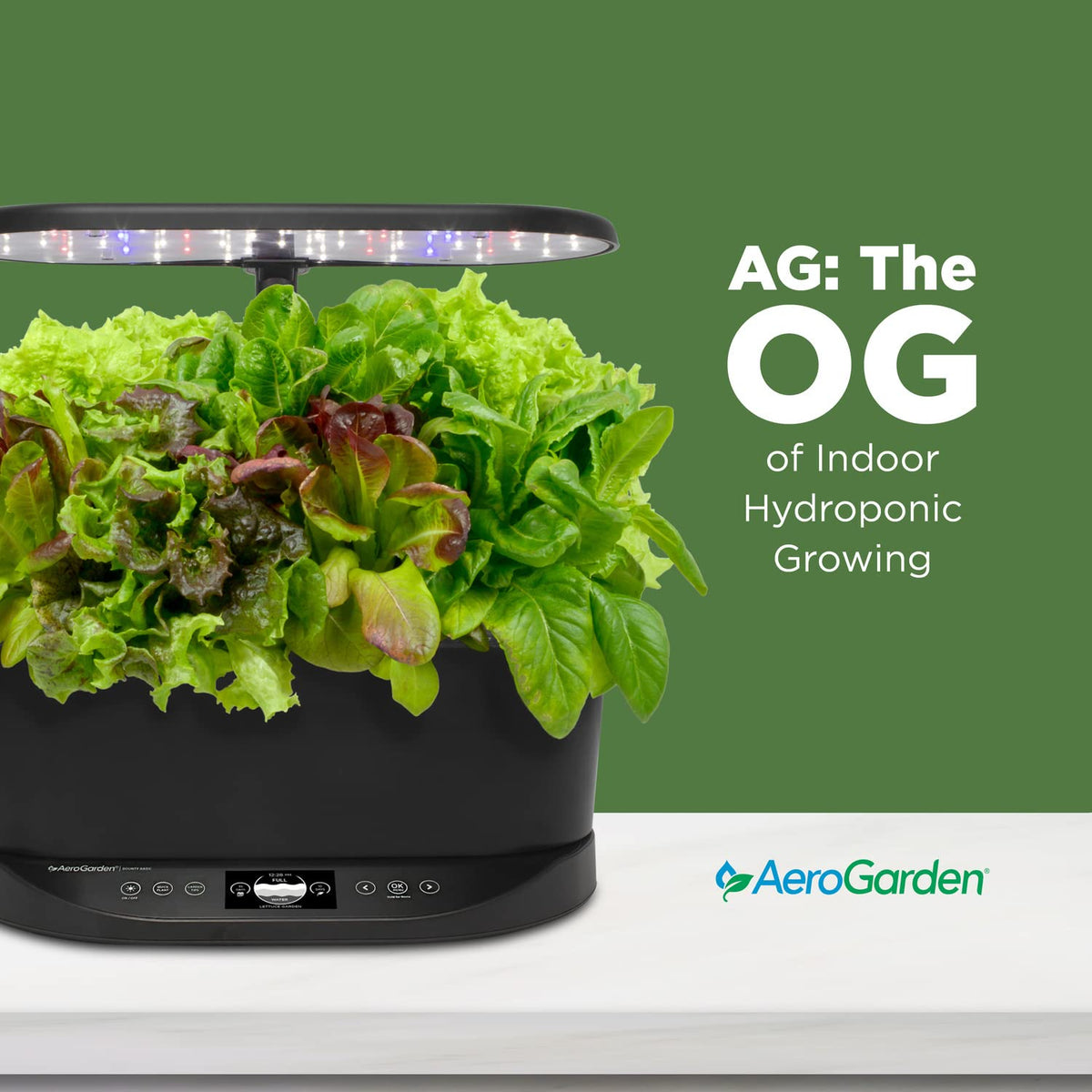 AeroGarden Bounty Basic 30W LED lights promote quick indoor growth