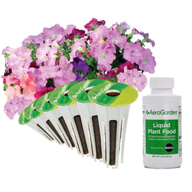 AeroGarden Cascading Petunias blooming cascade adds vibrant indoor color.