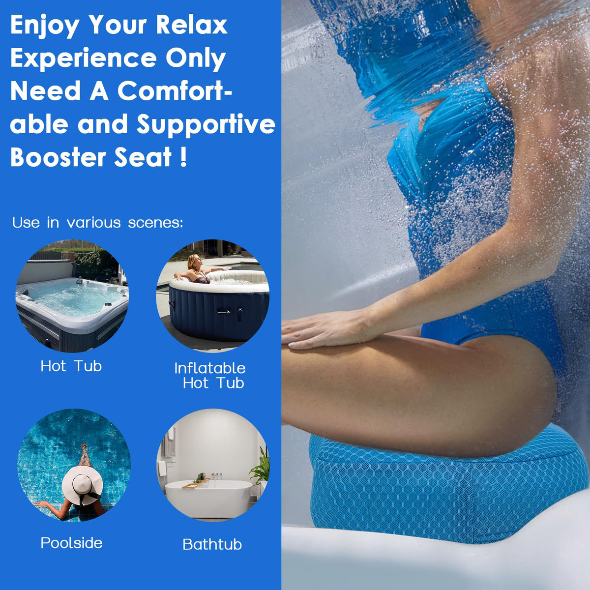AEROiVi booster seat non-slip bottom keeps stable during bath or jets