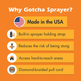Aerosol cans with a top-down push trigger for safe distant use.