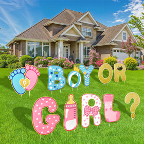AerWo boy or girl letters yard sign for outdoor gender reveal displays