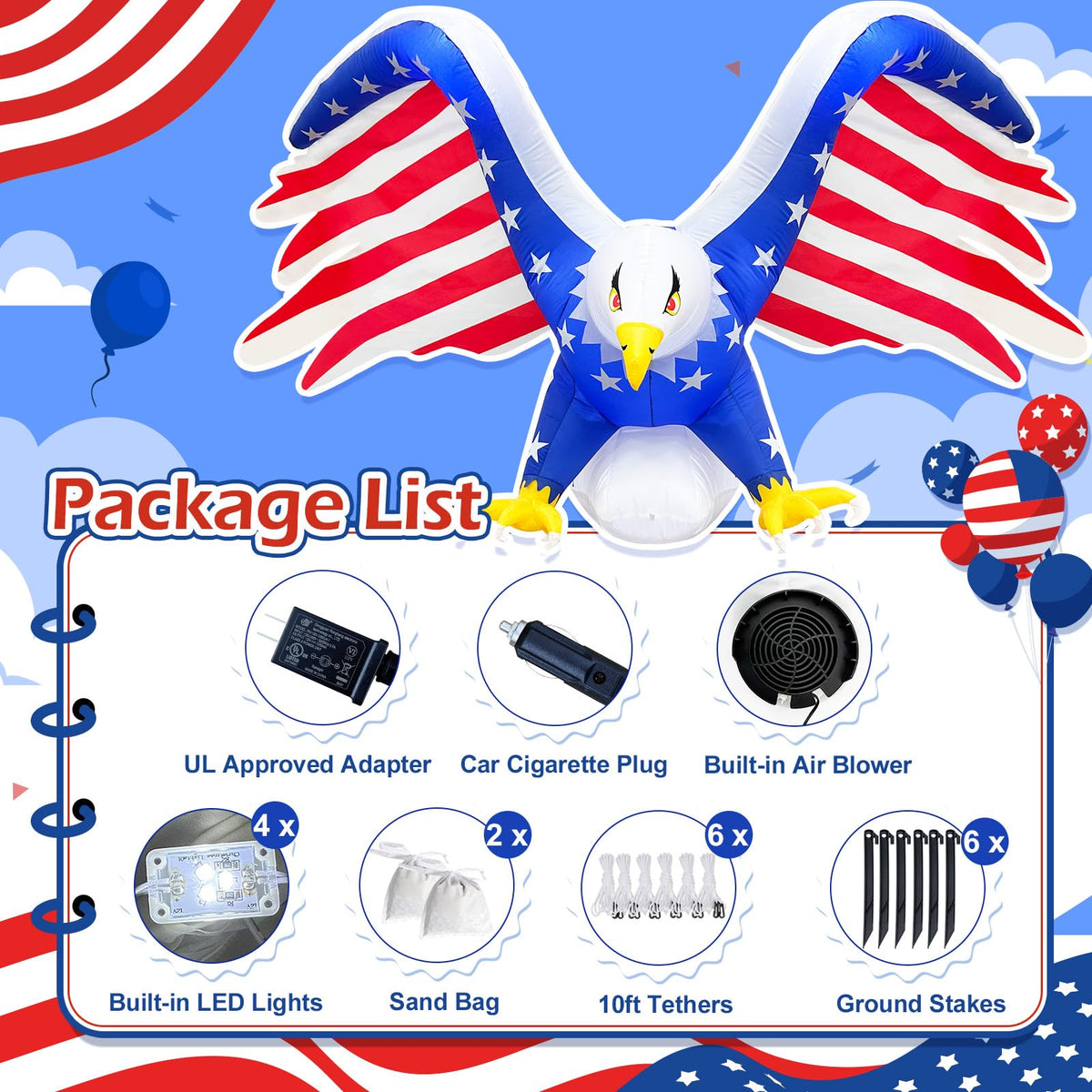 AerWo patriotic yard display perfect for Memorial Day.