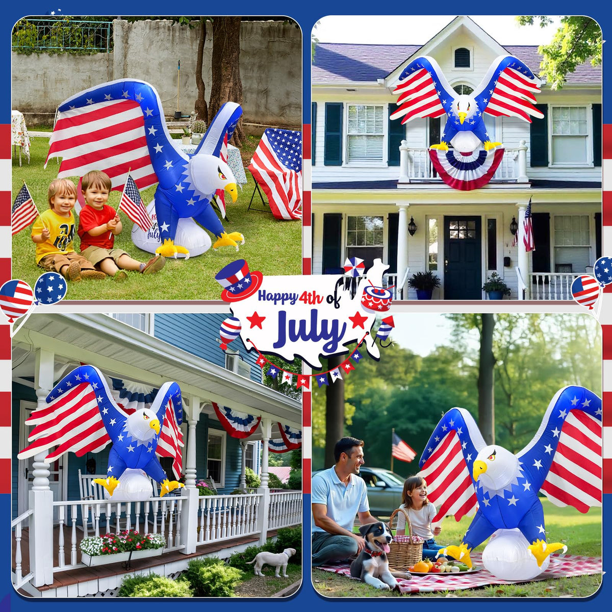 AerWo red white blue eagle centers attention at events.