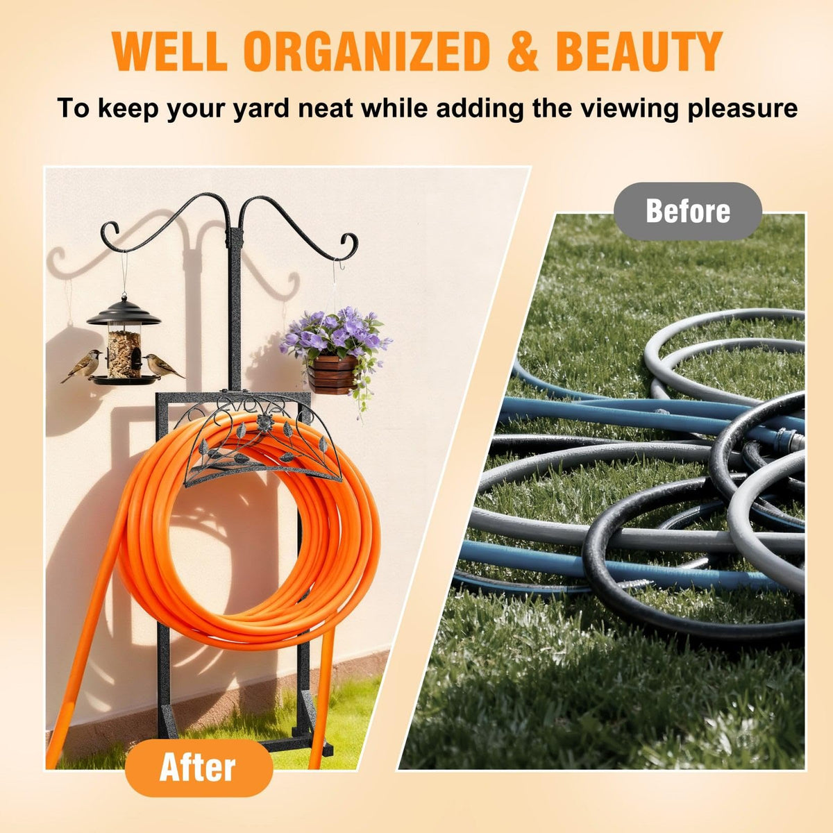 AESOME keeps hoses neatly coiled and reduces ground tangles.