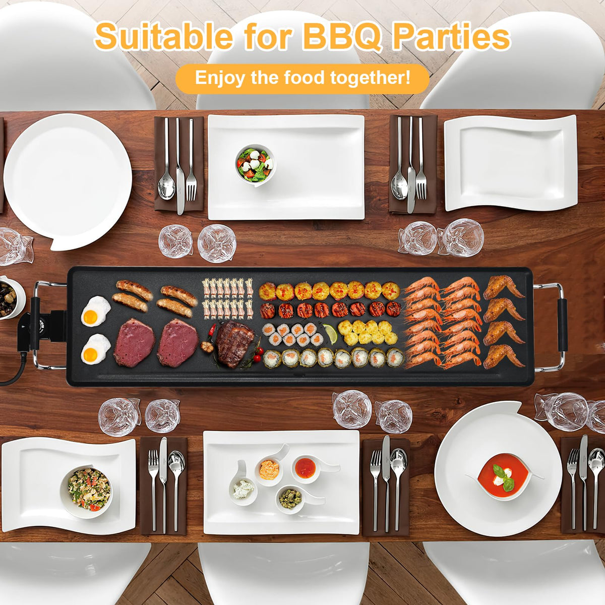 AEWHALE 35-inch griddle on a patio setup for gatherings