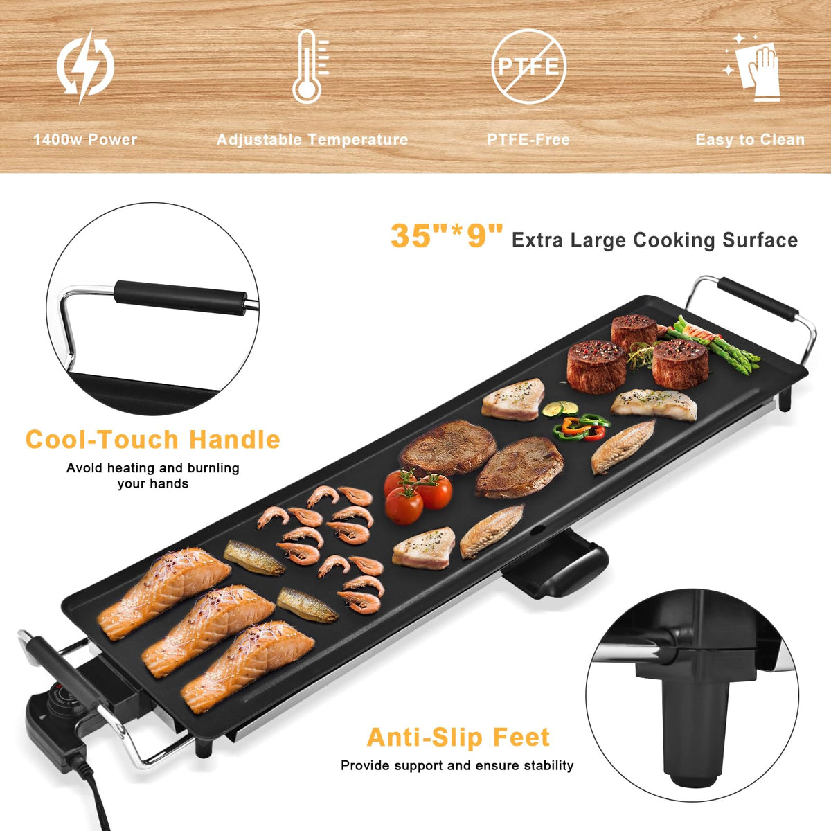 AEWHALE teppanyaki grill in an indoor outdoor setup ready for family meals