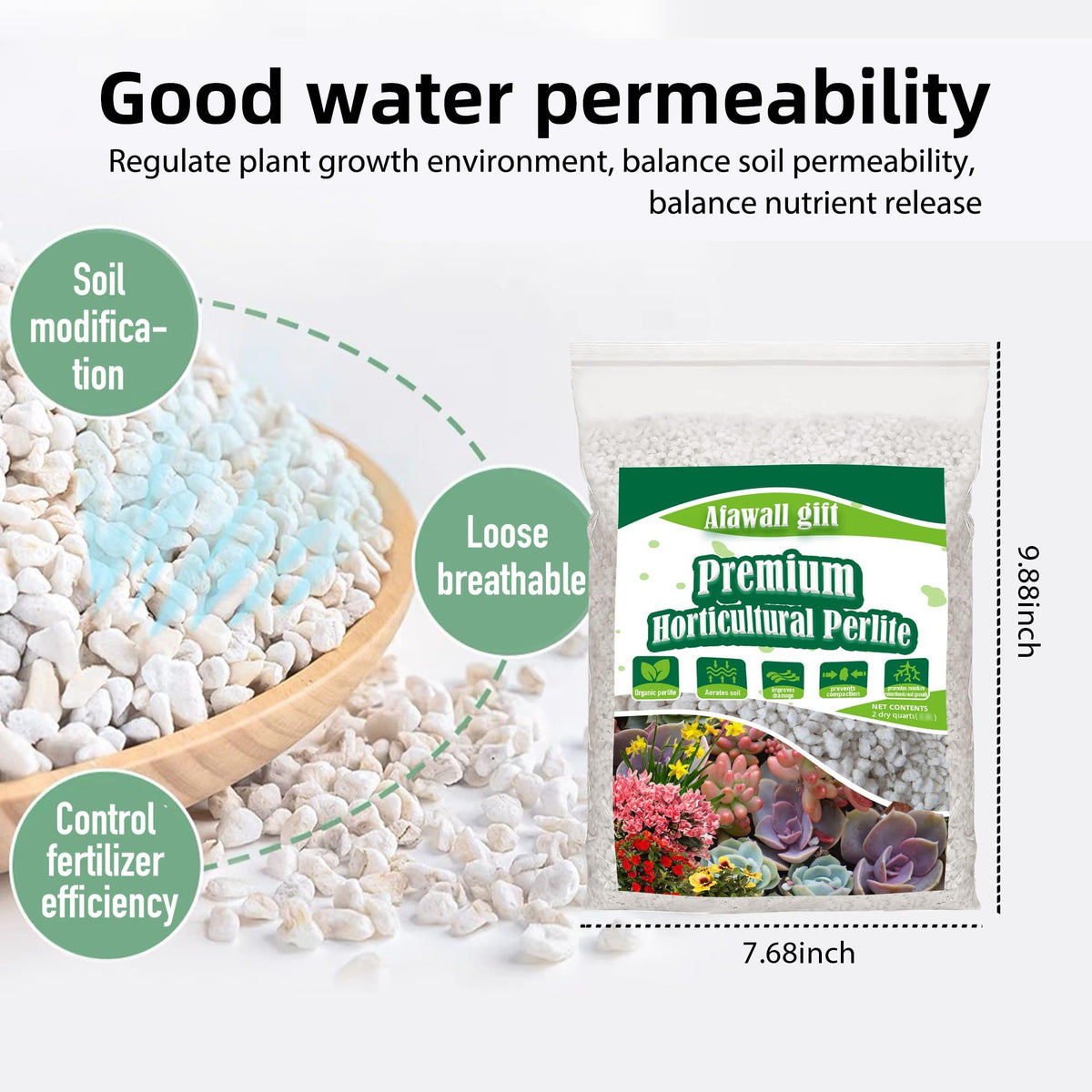 Afawall Gift perlite pellets close-up shows airy texture for root space