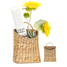 AFFDEUP front door basket with water hyacinth and 13x8.5 inch size for lightweight home décor.