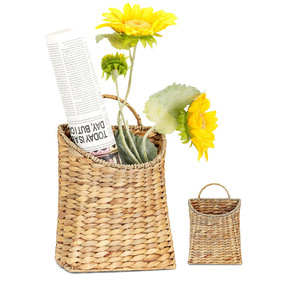 AFFDEUP front door basket with water hyacinth and 13x8.5 inch size for lightweight home décor.