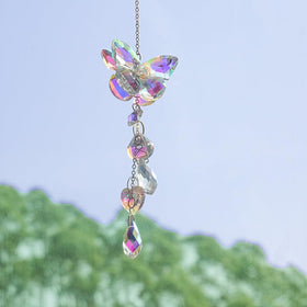Afiaiwei butterfly crystal sun catcher accents car interior with colorful light