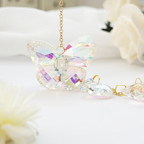 Afiaiwei butterfly crystal sun catcher enhances garden or outdoor decor with light