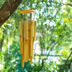 Afirst bamboo wind chimes patio hanging highlights soothing tones for relaxing evenings.