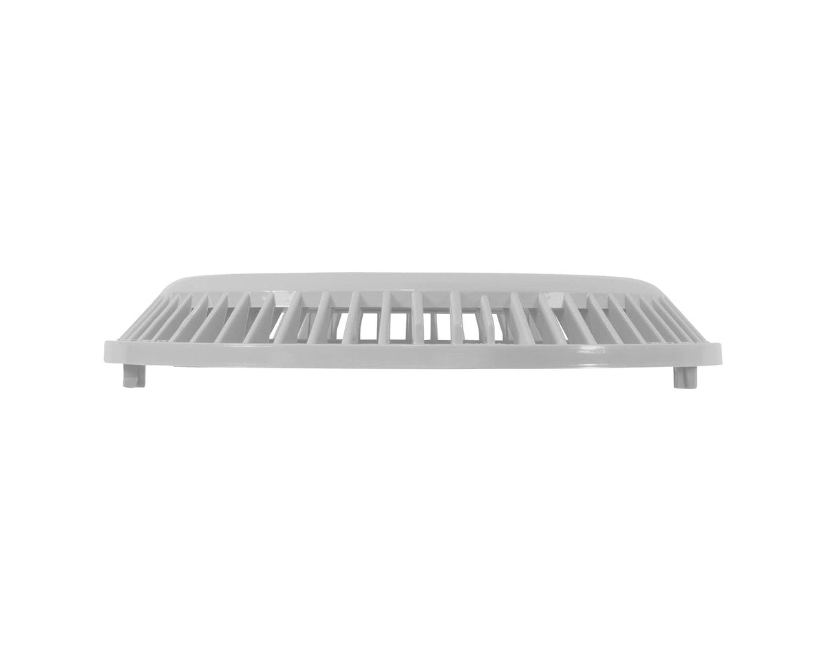 Afras white drain cover on pool wall shows clean durable finish.