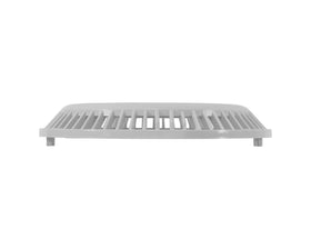 Afras white drain cover on pool wall shows clean durable finish.