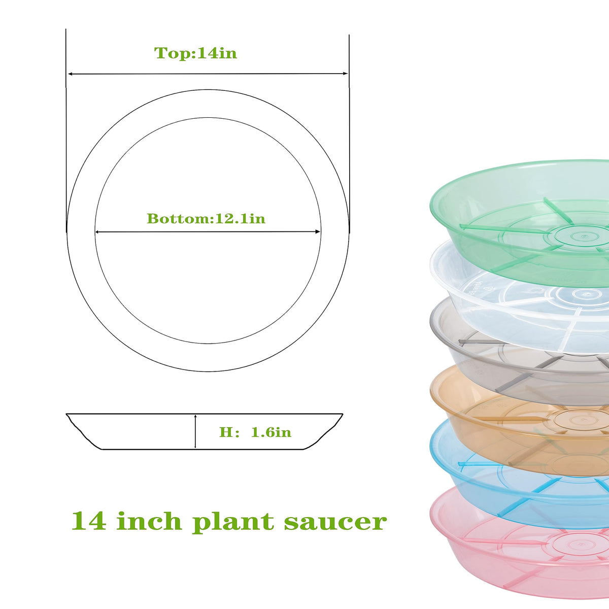 Afrine 14-inch plant saucer bottom view showing wide catchment area