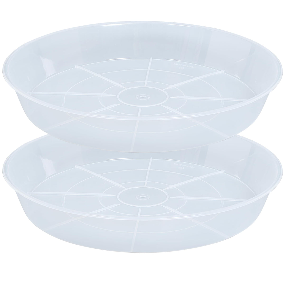 Afrine 14-inch plant saucer top view, clear tray for windowsill plants