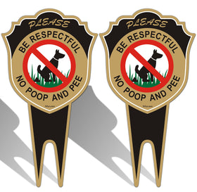 Afuven no pee no poop sign front view with stake in lawn