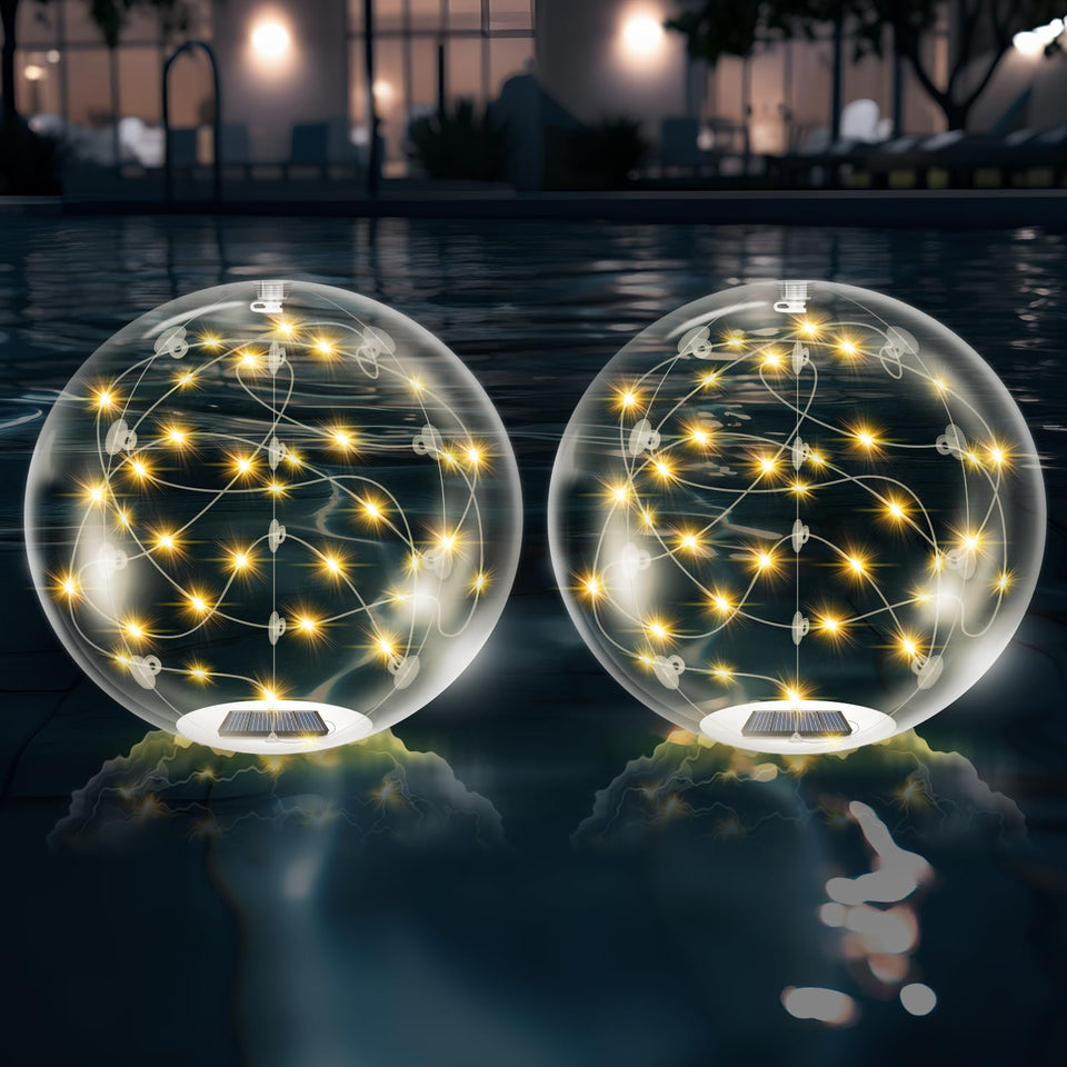 afzdby Floating pool lights 14inch illuminate water for romantic evenings and festive pool ambiance.