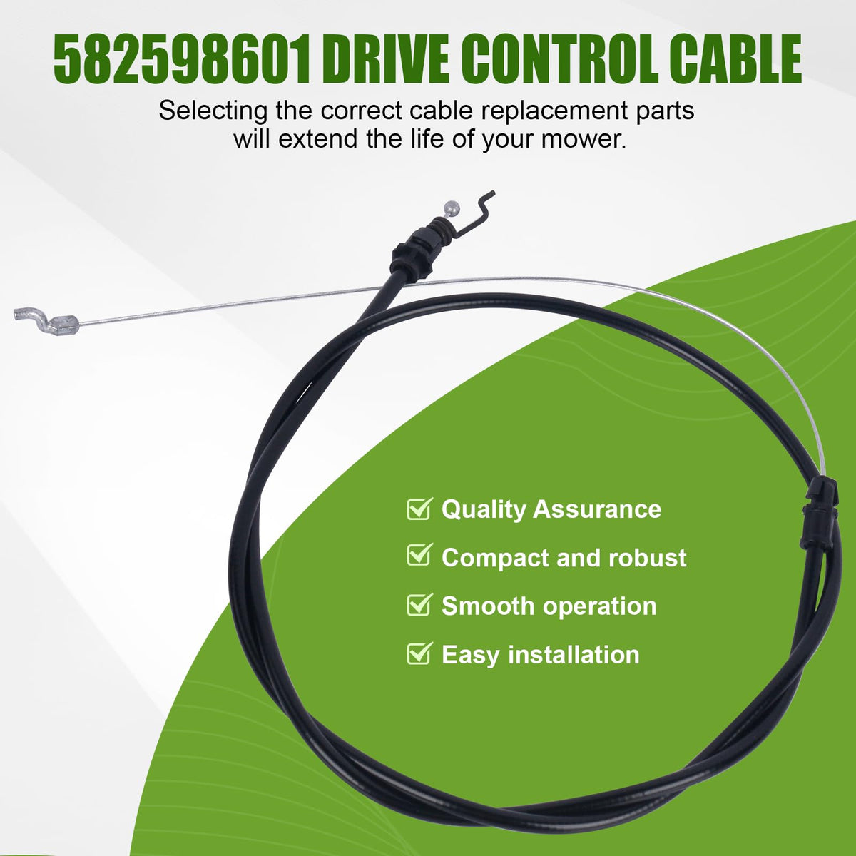 21-inch under-bail drive cable ready for easy installation