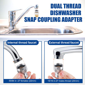 AFZZ faucet adapter demonstrates 3/4 in GHT compatibility for hoses