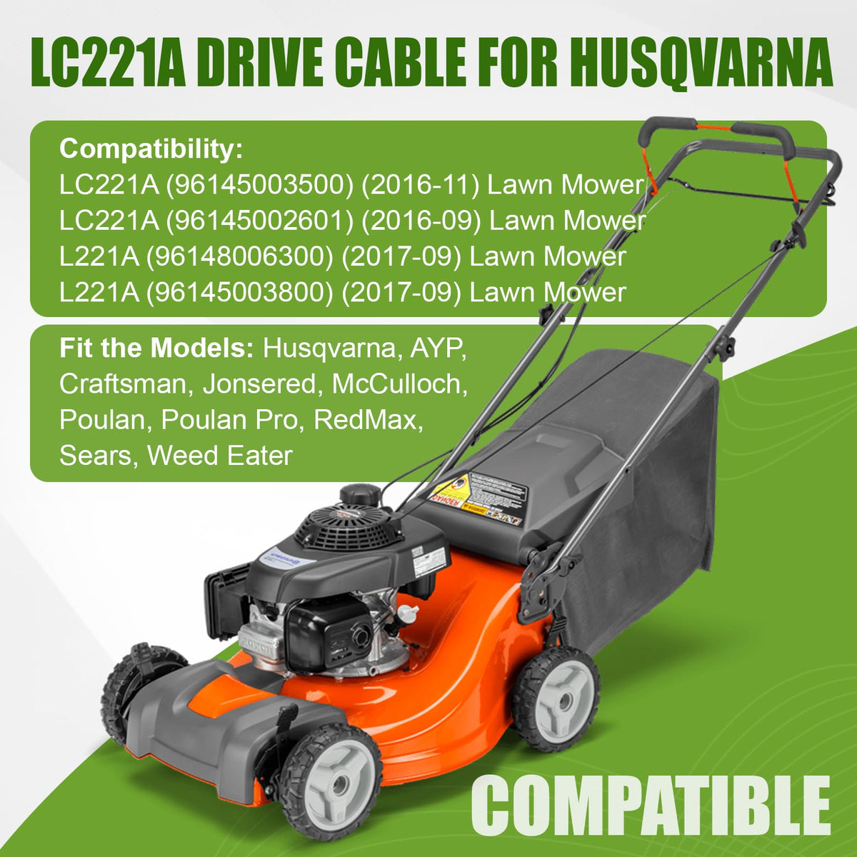 AFZZ Husqvarna lawn mower drive cable replacement for reliable operation