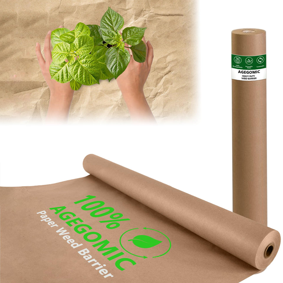 AGEGOMIC biodegradable weed barrier 3x100 ft suppresses weeds while breathing.