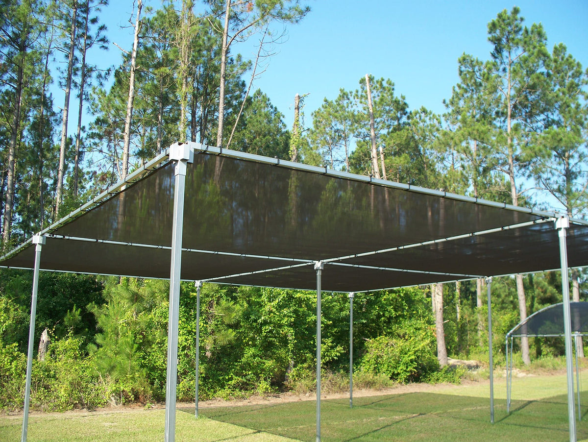 Agfabric black shade cloth blends with spaces, reduces glare.