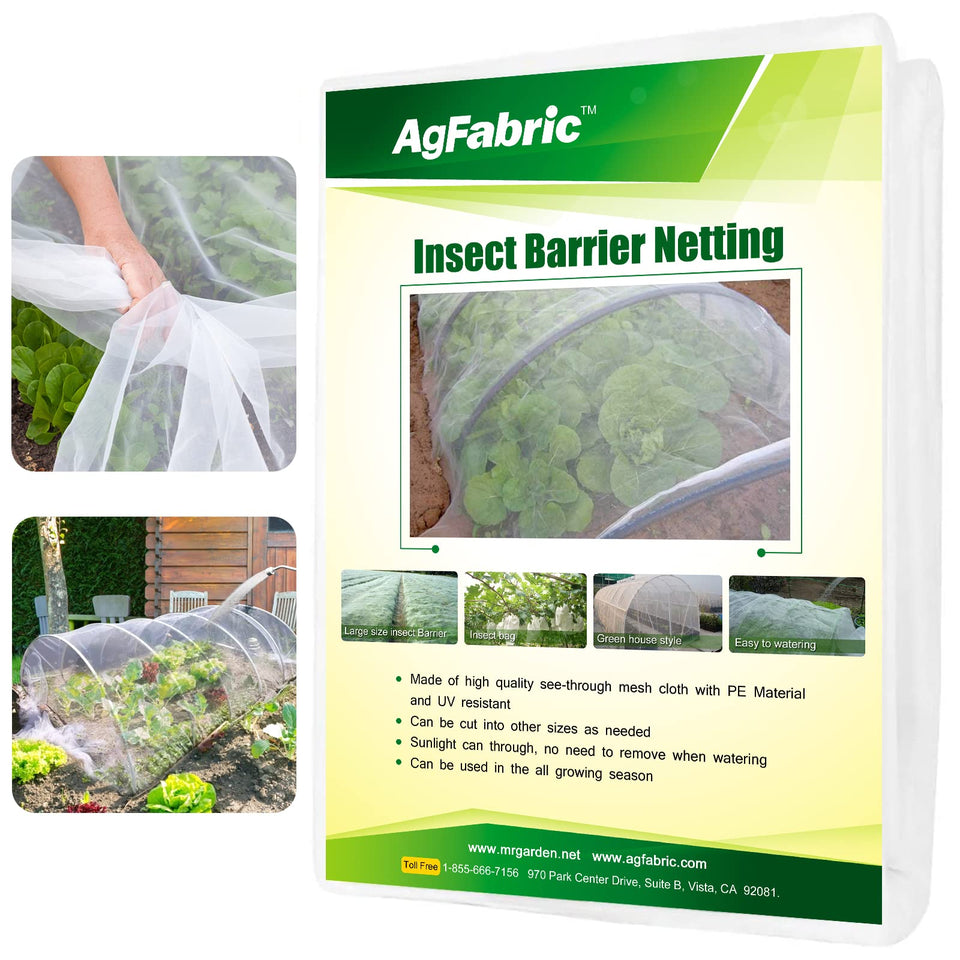 Agfabric garden netting 6.5x10 setup protecting crops while letting sunlight through.