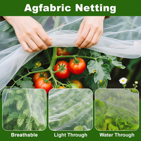 Agfabric 10x20 ft netting provides wide protection for vegetables and fruit trees.