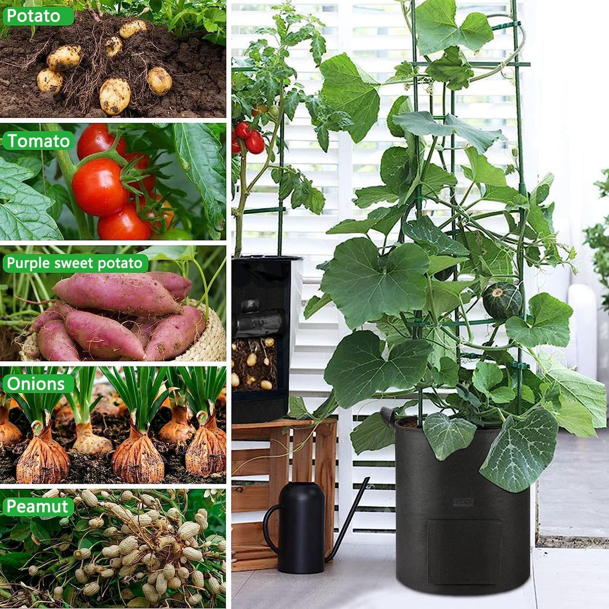 Large-capacity AGOLEAM bags with durable handles for portable planting.