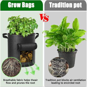 Outdoor garden setup using AGOLEAM grow bags for seasonal crops.
