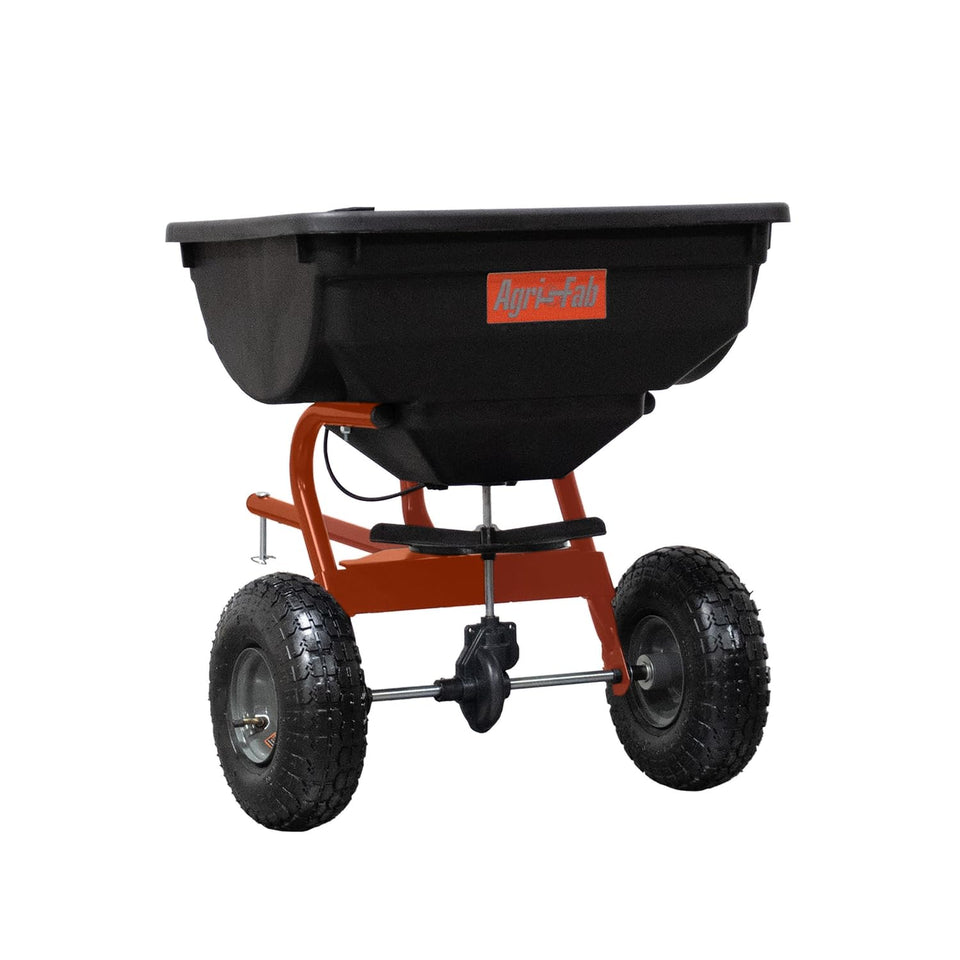 Agri-Fab 45-0530-131 spreader front view for even lawn coverage.