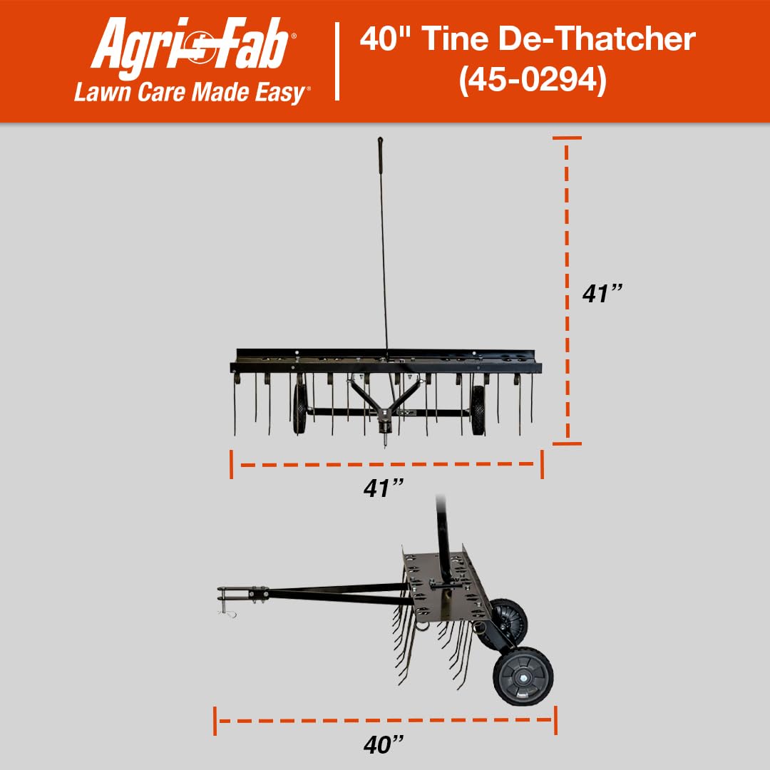 Agri-Fab dethatcher lever-raising for easy control of tines from the tractor seat