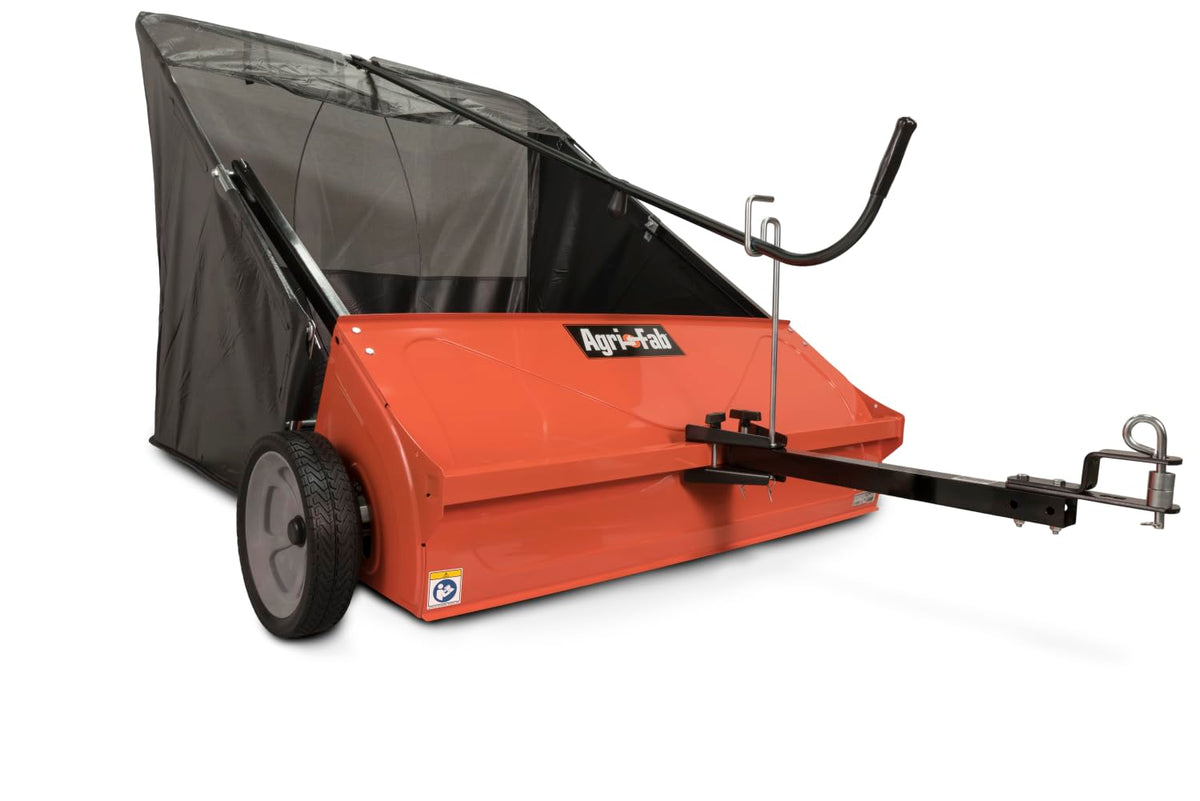 Agri-Fab 45-0492 tow-behind sweeper front view for faster debris pickup