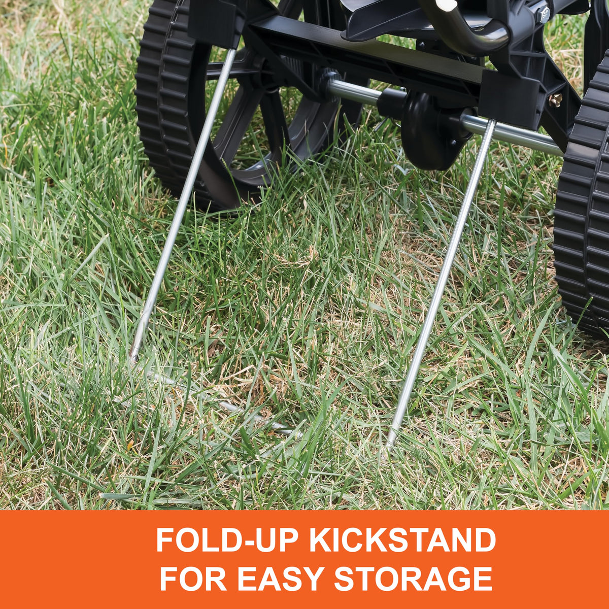 Agri-Fab 45-0566 with 10-inch flat-free tires for smooth spreading.